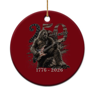 Vintage Bigfoot Playing Guitar 250 Years Ceramic Ornament 1776 2026 Bigfoot Patriotic USA Flag Sasquatch TS10 1pc Red Print Your Wear