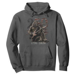 Vintage Bigfoot Playing Guitar 250 Years Hoodie 1776 2026 Bigfoot Patriotic USA Flag Sasquatch TS10 Dark Heather Print Your Wear