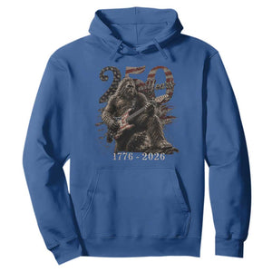 Vintage Bigfoot Playing Guitar 250 Years Hoodie 1776 2026 Bigfoot Patriotic USA Flag Sasquatch TS10 Royal Blue Print Your Wear