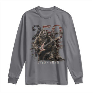 Vintage Bigfoot Playing Guitar 250 Years Long Sleeve Shirt 1776 2026 Bigfoot Patriotic USA Flag Sasquatch TS10 Charcoal Print Your Wear