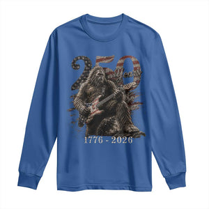 Vintage Bigfoot Playing Guitar 250 Years Long Sleeve Shirt 1776 2026 Bigfoot Patriotic USA Flag Sasquatch TS10 Royal Blue Print Your Wear