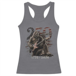 Vintage Bigfoot Playing Guitar 250 Years Racerback Tank Top 1776 2026 Bigfoot Patriotic USA Flag Sasquatch TS10 Charcoal Print Your Wear