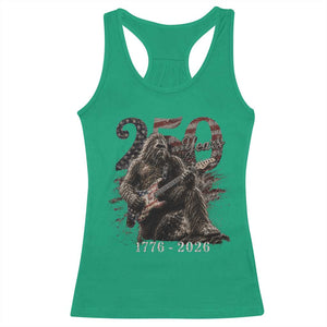 Vintage Bigfoot Playing Guitar 250 Years Racerback Tank Top 1776 2026 Bigfoot Patriotic USA Flag Sasquatch TS10 Irish Green Print Your Wear