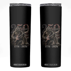 Vintage Bigfoot Playing Guitar 250 Years Skinny Tumbler 1776 2026 Bigfoot Patriotic USA Flag Sasquatch TS10 Black Print Your Wear
