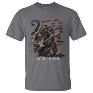 Vintage Bigfoot Playing Guitar 250 Years T Shirt 1776 2026 Bigfoot Patriotic USA Flag Sasquatch TS10 Charcoal Print Your Wear