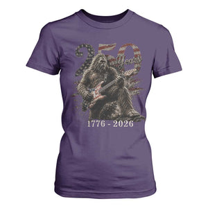 Vintage Bigfoot Playing Guitar 250 Years T Shirt For Women 1776 2026 Bigfoot Patriotic USA Flag Sasquatch TS10 Purple Print Your Wear