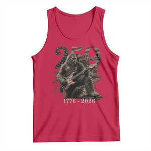 Vintage Bigfoot Playing Guitar 250 Years Tank Top 1776 2026 Bigfoot Patriotic USA Flag Sasquatch TS10 Red Print Your Wear