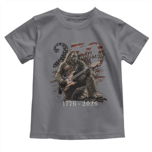Vintage Bigfoot Playing Guitar 250 Years Toddler T Shirt 1776 2026 Bigfoot Patriotic USA Flag Sasquatch TS10 Charcoal Print Your Wear