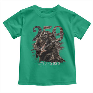 Vintage Bigfoot Playing Guitar 250 Years Toddler T Shirt 1776 2026 Bigfoot Patriotic USA Flag Sasquatch TS10 Irish Green Print Your Wear