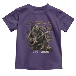 Vintage Bigfoot Playing Guitar 250 Years Toddler T Shirt 1776 2026 Bigfoot Patriotic USA Flag Sasquatch TS10 Purple Print Your Wear