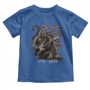 Vintage Bigfoot Playing Guitar 250 Years Toddler T Shirt 1776 2026 Bigfoot Patriotic USA Flag Sasquatch TS10 Royal Blue Print Your Wear