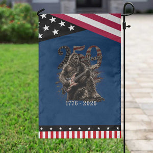 Vintage Bigfoot Playing Guitar 250 Years Patriotic Garden Flag 1776 2026 Bigfoot Patriotic USA Flag Sasquatch TS10 Classic Blue Black Print Your Wear