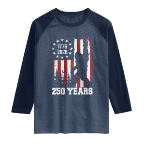 Vintage Bigfoot USA 250th Anniversary Raglan Shirt 250 Years Of Freedom US Flag Independence Day 4th July Patriotic