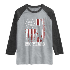 Vintage Bigfoot USA 250th Anniversary Raglan Shirt 250 Years Of Freedom US Flag Independence Day 4th July Patriotic