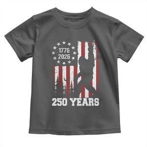 Vintage Bigfoot USA 250th Anniversary Toddler T Shirt 250 Years Of Freedom US Flag Independence Day 4th July Patriotic TS10 Dark Heather Print Your Wear
