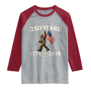 Bigfoot USA 250th Anniversary Raglan Shirt Sasquatch 250 Years Vintage American Flag Patriotic 4th of July