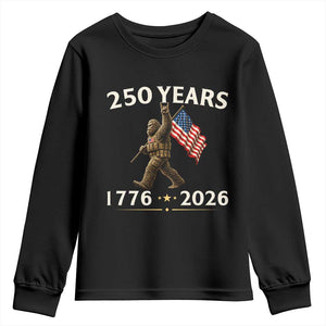 Bigfoot USA 250th Anniversary Youth Sweatshirt Sasquatch 250 Years Vintage American Flag Patriotic 4th of July