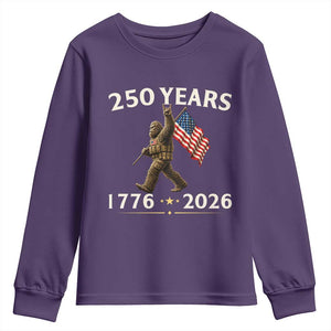 Bigfoot USA 250th Anniversary Youth Sweatshirt Sasquatch 250 Years Vintage American Flag Patriotic 4th of July
