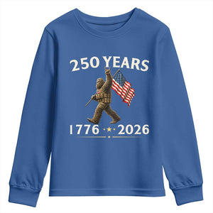 Bigfoot USA 250th Anniversary Youth Sweatshirt Sasquatch 250 Years Vintage American Flag Patriotic 4th of July