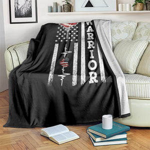 Cool Heart Surgery Warrior Throw Blanket Coronary Bypass Artery Open Heart Surgery Heartbeat American Flag