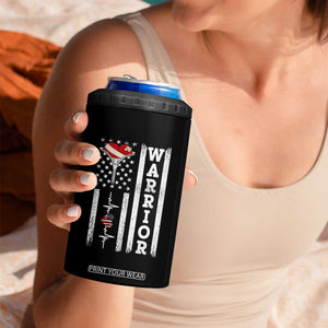 Cool Heart Surgery Warrior 4 in 1 Can Cooler Tumbler Coronary Bypass Artery Open Heart Surgery Heartbeat American Flag