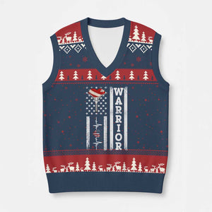 Cool Heart Surgery Warrior V-Neck Knit Sweater Vest Coronary Bypass Artery Open Heart Surgery Heartbeat American Flag