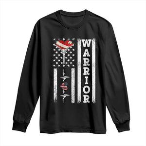 Cool Heart Surgery Warrior Long Sleeve Shirt Coronary Bypass Artery Open Heart Surgery Heartbeat American Flag