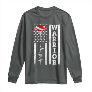 Cool Heart Surgery Warrior Long Sleeve Shirt Coronary Bypass Artery Open Heart Surgery Heartbeat American Flag