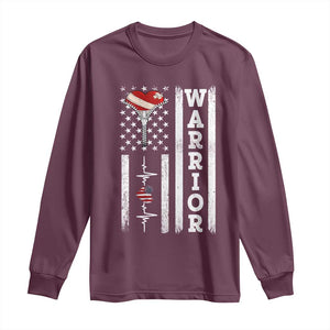 Cool Heart Surgery Warrior Long Sleeve Shirt Coronary Bypass Artery Open Heart Surgery Heartbeat American Flag