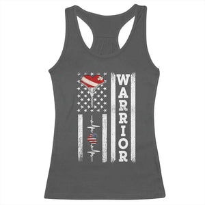 Cool Heart Surgery Warrior Racerback Tank Top Coronary Bypass Artery Open Heart Surgery Heartbeat American Flag