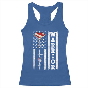 Cool Heart Surgery Warrior Racerback Tank Top Coronary Bypass Artery Open Heart Surgery Heartbeat American Flag