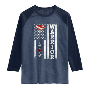 Cool Heart Surgery Warrior Raglan Shirt Coronary Bypass Artery Open Heart Surgery Heartbeat American Flag