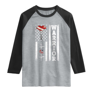 Cool Heart Surgery Warrior Raglan Shirt Coronary Bypass Artery Open Heart Surgery Heartbeat American Flag