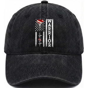 Cool Heart Surgery Warrior Washed Cotton Baseball Cap Coronary Bypass Artery Open Heart Surgery Heartbeat American Flag