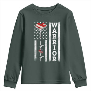 Cool Heart Surgery Warrior Youth Sweatshirt Coronary Bypass Artery Open Heart Surgery Heartbeat American Flag