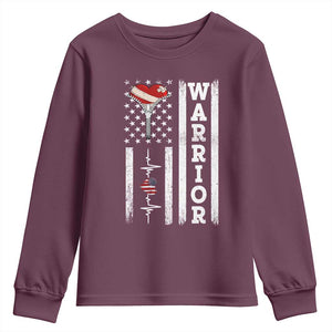 Cool Heart Surgery Warrior Youth Sweatshirt Coronary Bypass Artery Open Heart Surgery Heartbeat American Flag