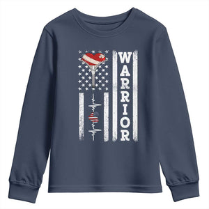 Cool Heart Surgery Warrior Youth Sweatshirt Coronary Bypass Artery Open Heart Surgery Heartbeat American Flag