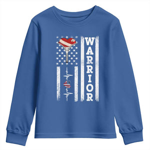 Cool Heart Surgery Warrior Youth Sweatshirt Coronary Bypass Artery Open Heart Surgery Heartbeat American Flag