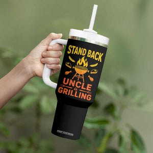 Stand Back Uncle Is Grilling Tumbler With Handle Funny Fathers Day BBQ