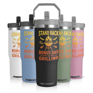 Funny Grilling Bonus Dad Flip Straw Tumbler BBQ Stepdad Grill Masters Sarcastic