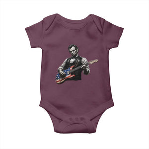 Vintage Abraham Lincoln Abe Lincoln Playing Guitar Baby Onesie Humor Patriotic TS10 Maroon Print Your Wear
