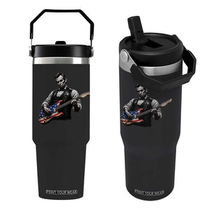 Vintage Abraham Lincoln Abe Lincoln Playing Guitar Flip Straw Tumbler Humor Patriotic TS10 One Size: 30 oz Black Print Your Wear