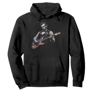 Vintage Abraham Lincoln Abe Lincoln Playing Guitar Hoodie Humor Patriotic TS10 Black Print Your Wear