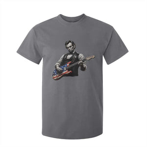 Vintage Abraham Lincoln Abe Lincoln Playing Guitar T Shirt For Kid Humor Patriotic TS10 Charcoal Print Your Wear