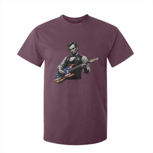 Vintage Abraham Lincoln Abe Lincoln Playing Guitar T Shirt For Kid Humor Patriotic TS10 Maroon Print Your Wear