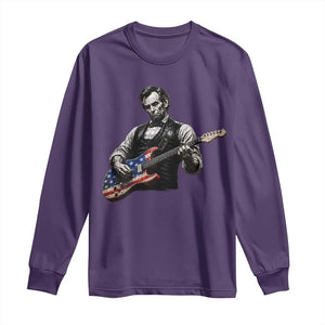 Vintage Abraham Lincoln Abe Lincoln Playing Guitar Long Sleeve Shirt Humor Patriotic TS10 Purple Print Your Wear