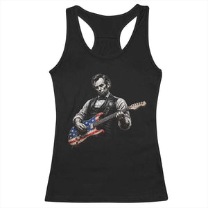Vintage Abraham Lincoln Abe Lincoln Playing Guitar Racerback Tank Top Humor Patriotic TS10 Black Print Your Wear