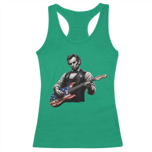 Vintage Abraham Lincoln Abe Lincoln Playing Guitar Racerback Tank Top Humor Patriotic TS10 Irish Green Print Your Wear