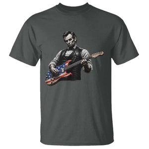 Vintage Abraham Lincoln Abe Lincoln Playing Guitar T Shirt Humor Patriotic TS10 Dark Heather Print Your Wear