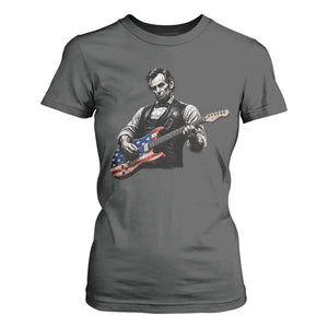 Vintage Abraham Lincoln Abe Lincoln Playing Guitar T Shirt For Women Humor Patriotic TS10 Dark Heather Print Your Wear